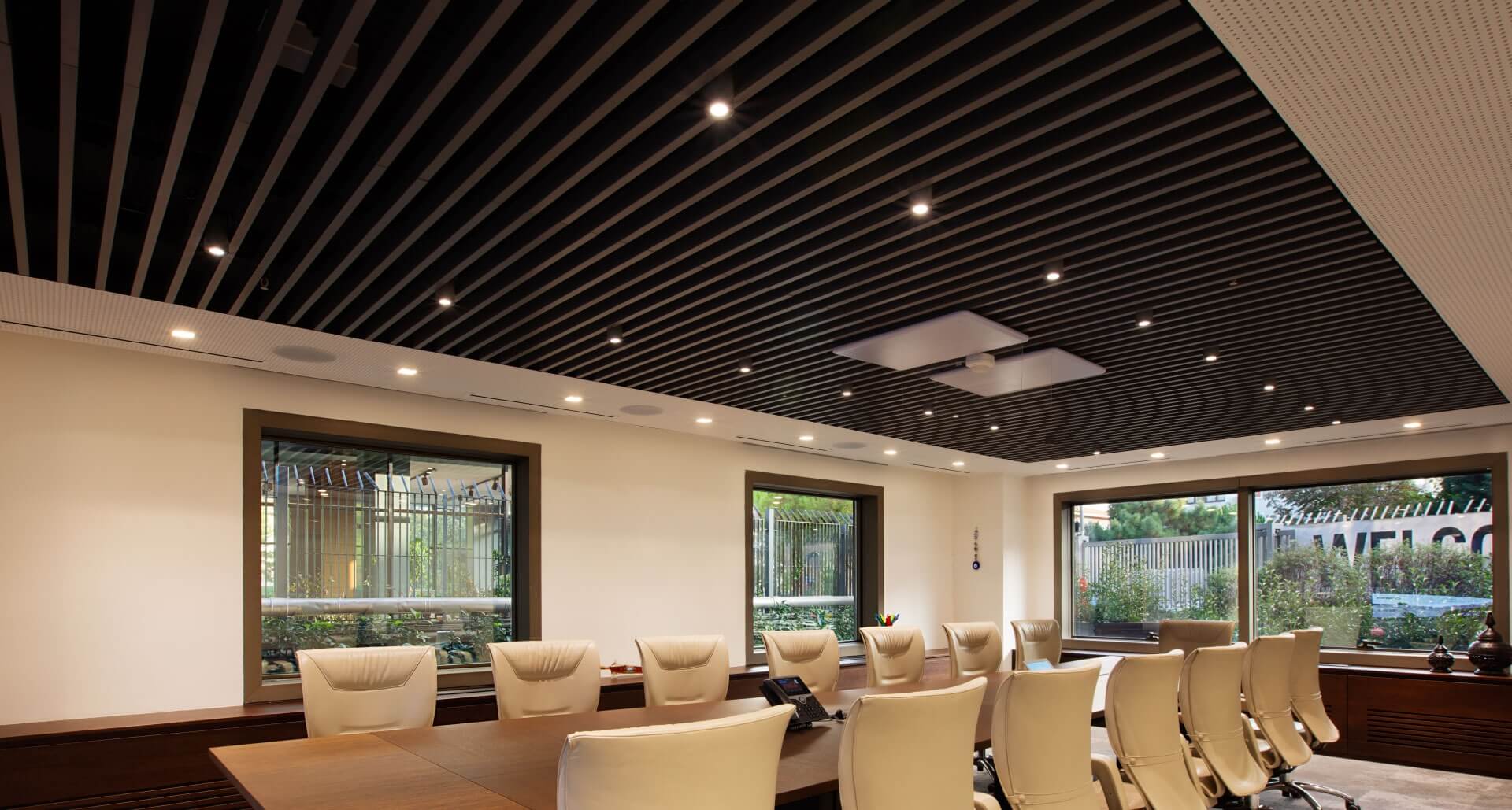 Coca-Cola office Mesh and Baffle ceiling system